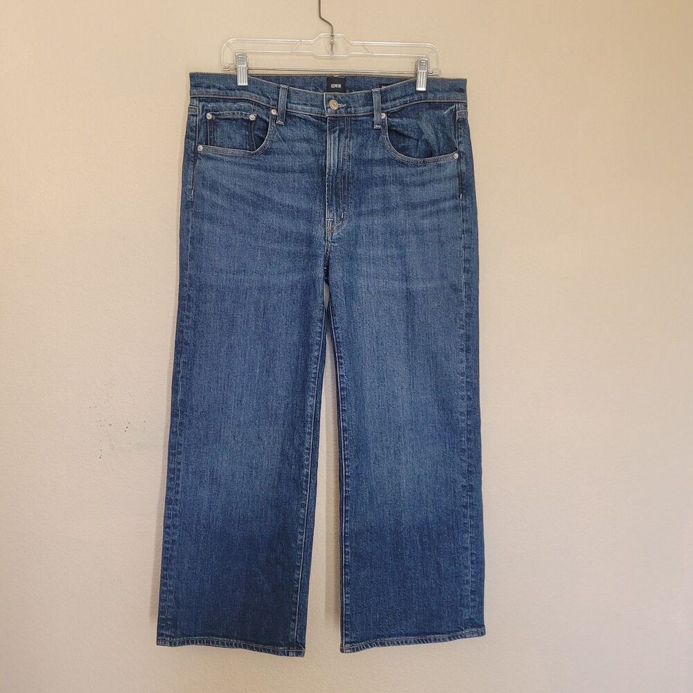 Edwin Marli Ankle Jeans Women 31 Wide Leg Blue High Rise Denim Made USA Organic